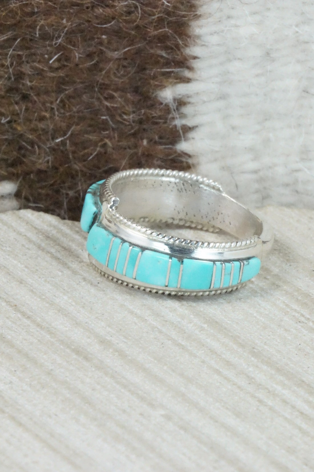 Turquoise & Sterling Silver Ring - Deirdre Luna Panteah - Size 13.75