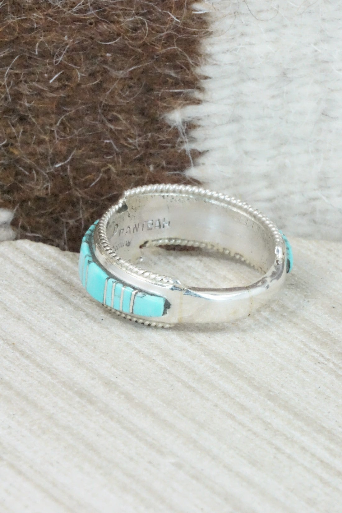 Turquoise & Sterling Silver Ring - Deirdre Luna Panteah - Size 13.75