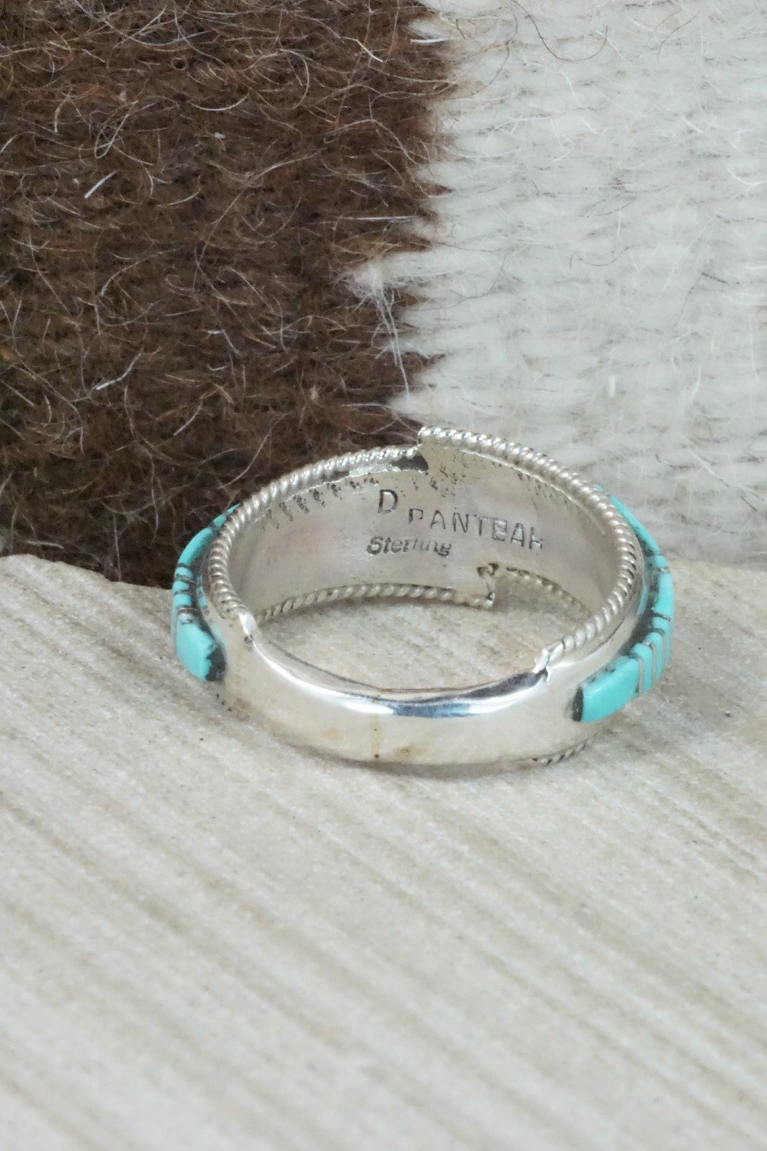 Turquoise & Sterling Silver Ring - Deirdre Luna Panteah - Size 13.75