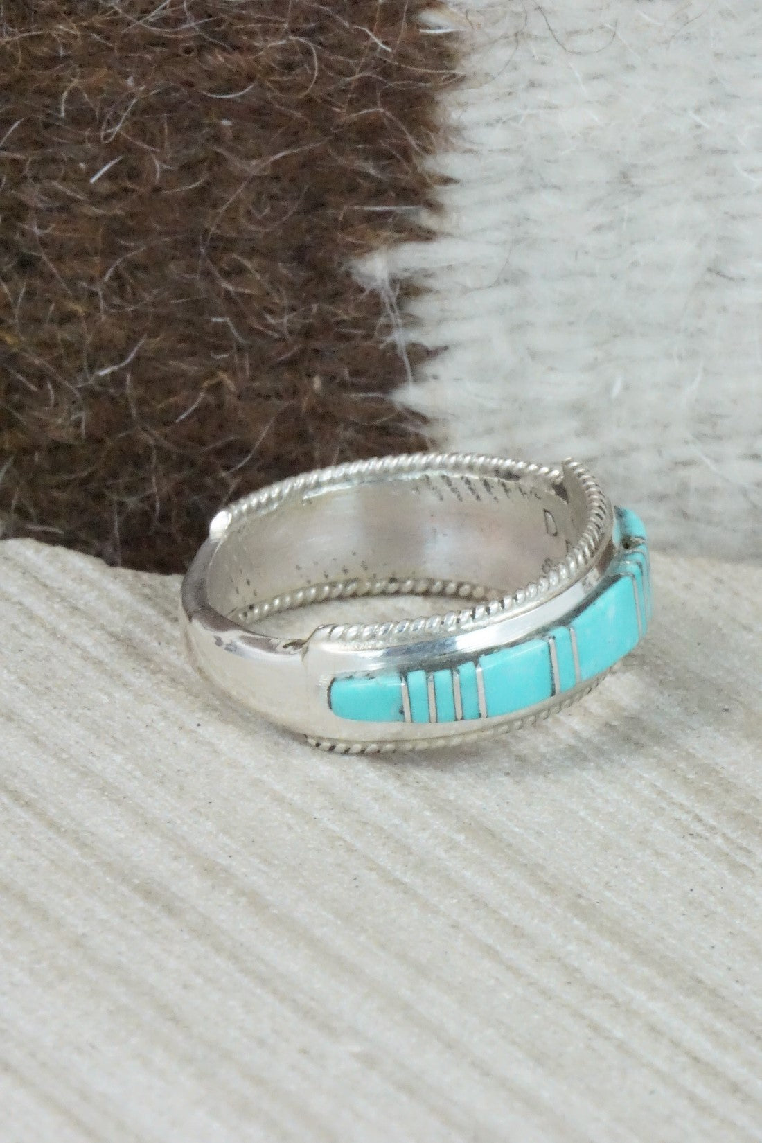 Turquoise & Sterling Silver Ring - Deirdre Luna Panteah - Size 13.75