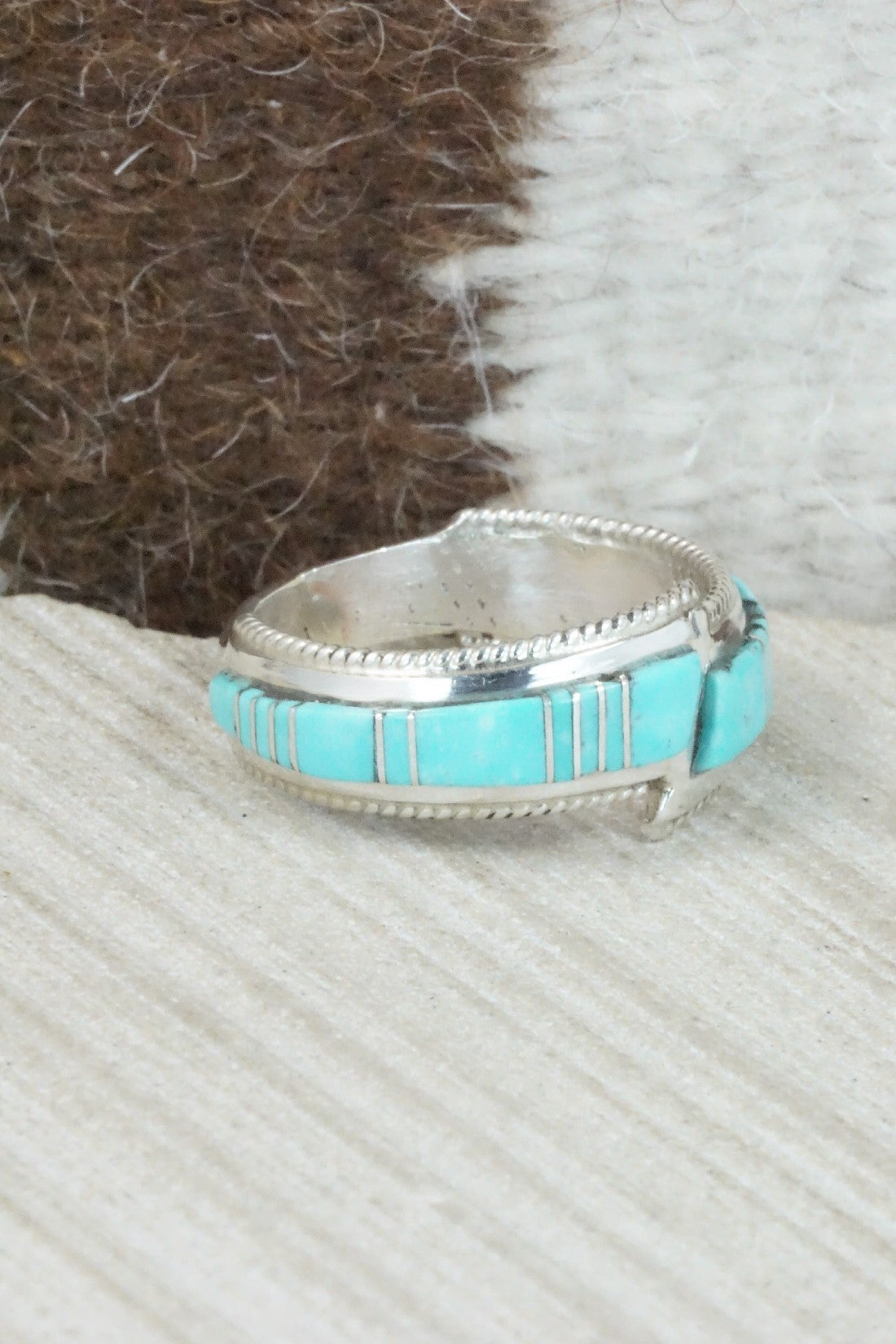 Turquoise & Sterling Silver Ring - Deirdre Luna Panteah - Size 13.75