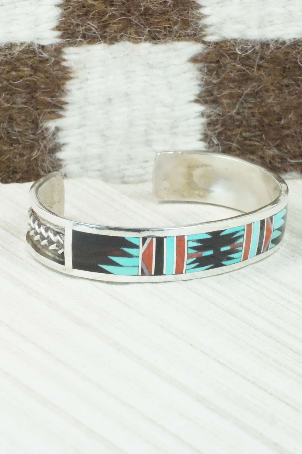 Multi Stone & Sterling Silver Inlay Bracelet - Charlotte Dishta