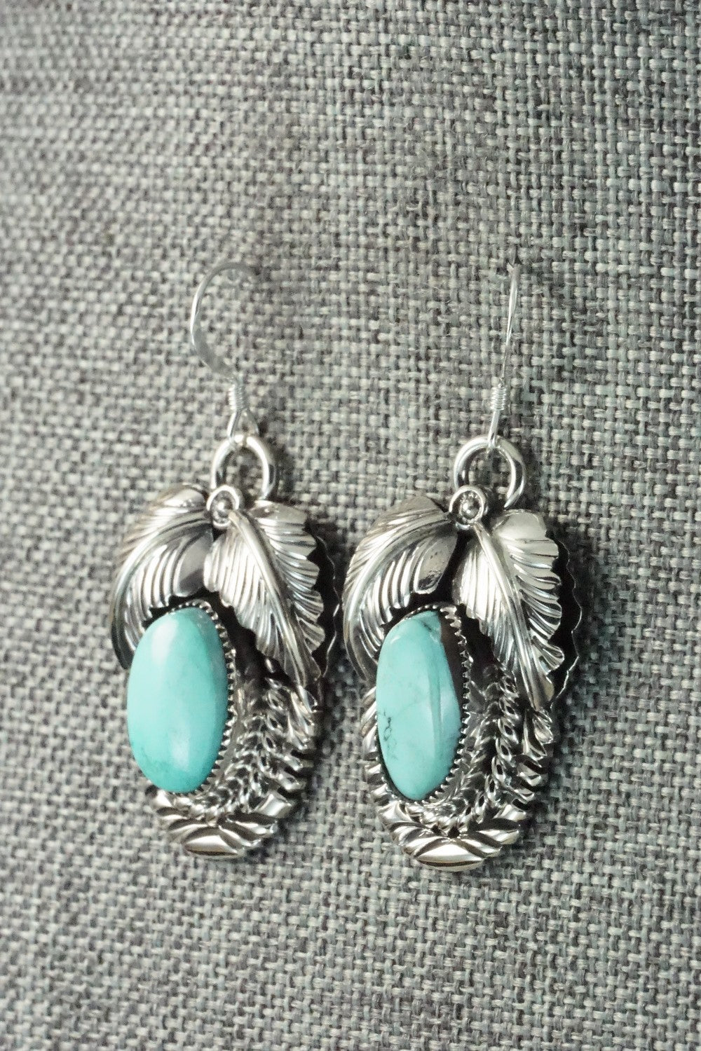 Turquoise & Sterling Silver Squash Blossom Necklace and Earrings - Leroy Perry