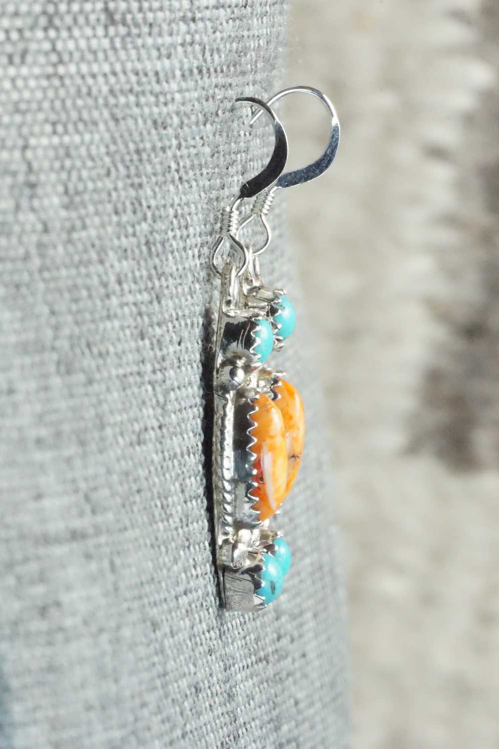 Turquoise, Spiny Oyster and Sterling Silver Earrings - Harris Largo