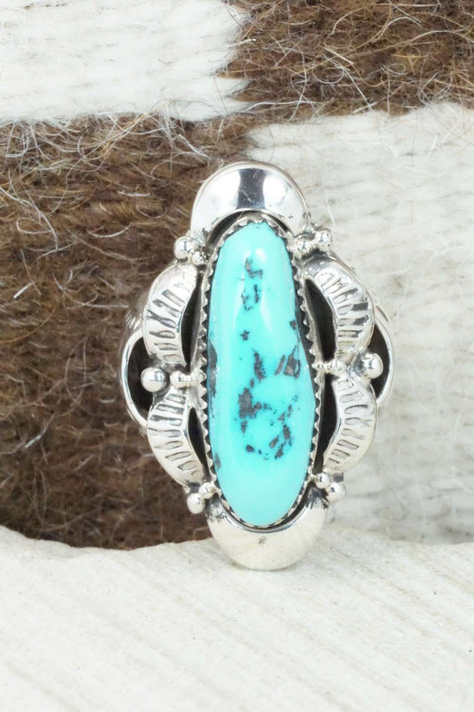 Turquoise & Sterling Silver Ring - Clem Nalwood - Size 5.75