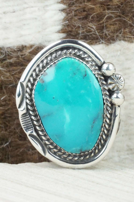 Turquoise & Sterling Silver Ring - Lawrence Baca - Size 13.5