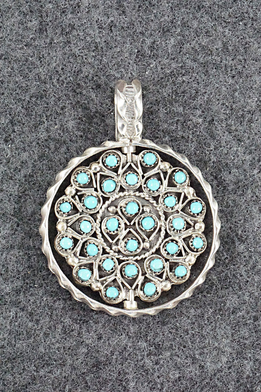 Coral, Turquoise & Sterling Silver Pendant - Wayne Johnson Sr.