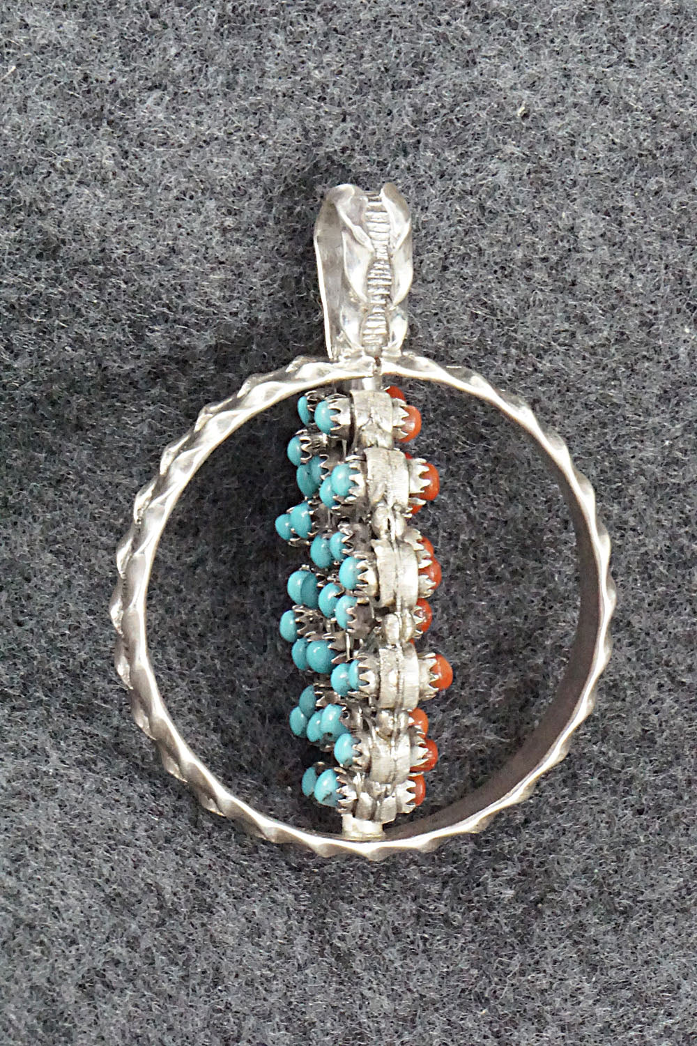 Coral, Turquoise & Sterling Silver Pendant - Wayne Johnson Sr.