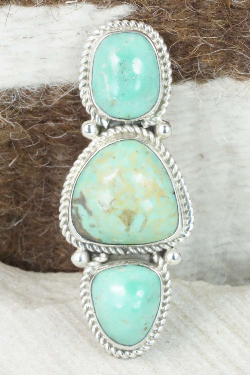 Turquoise & Sterling Silver Ring - Christopher Nez - Size 7.75