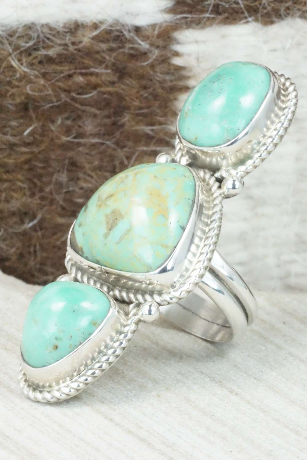 Turquoise & Sterling Silver Ring - Christopher Nez - Size 7.75