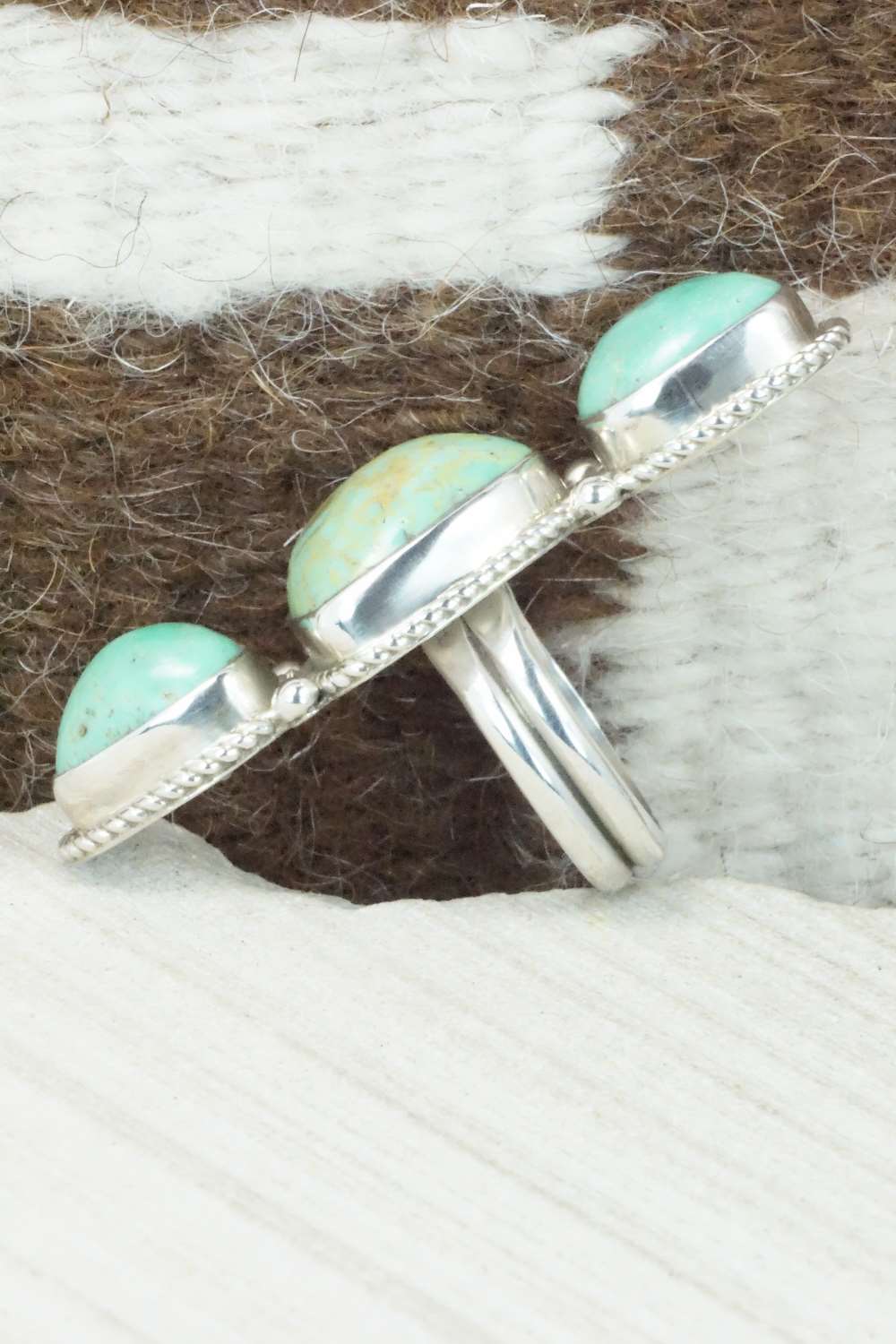 Turquoise & Sterling Silver Ring - Christopher Nez - Size 7.75
