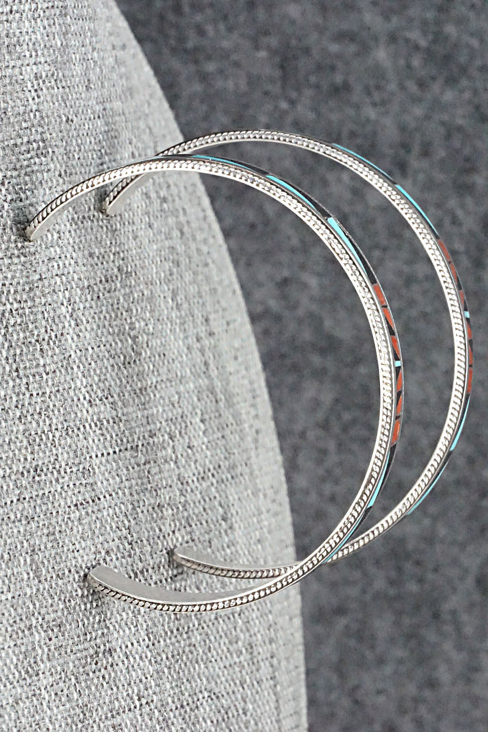 Multi Stone & Sterling Silver Inlay Earrings - Phil Weahkee
