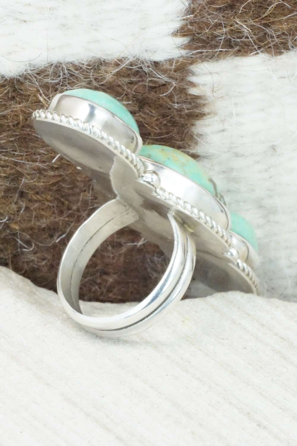 Turquoise & Sterling Silver Ring - Christopher Nez - Size 7.75
