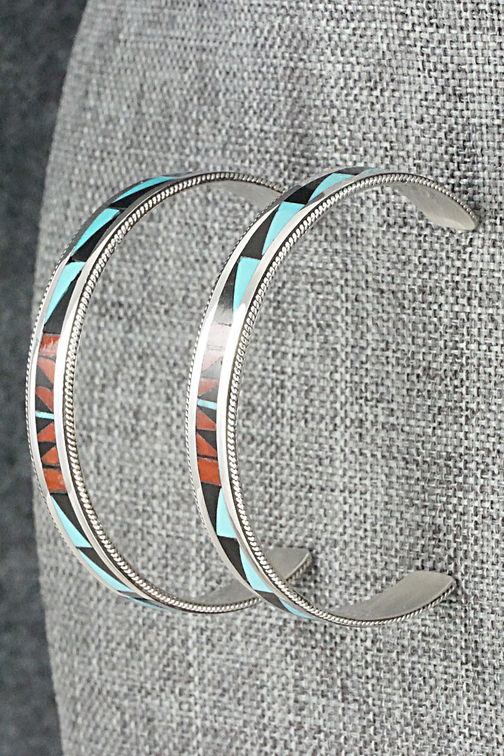 Multi Stone & Sterling Silver Inlay Earrings - Phil Weahkee