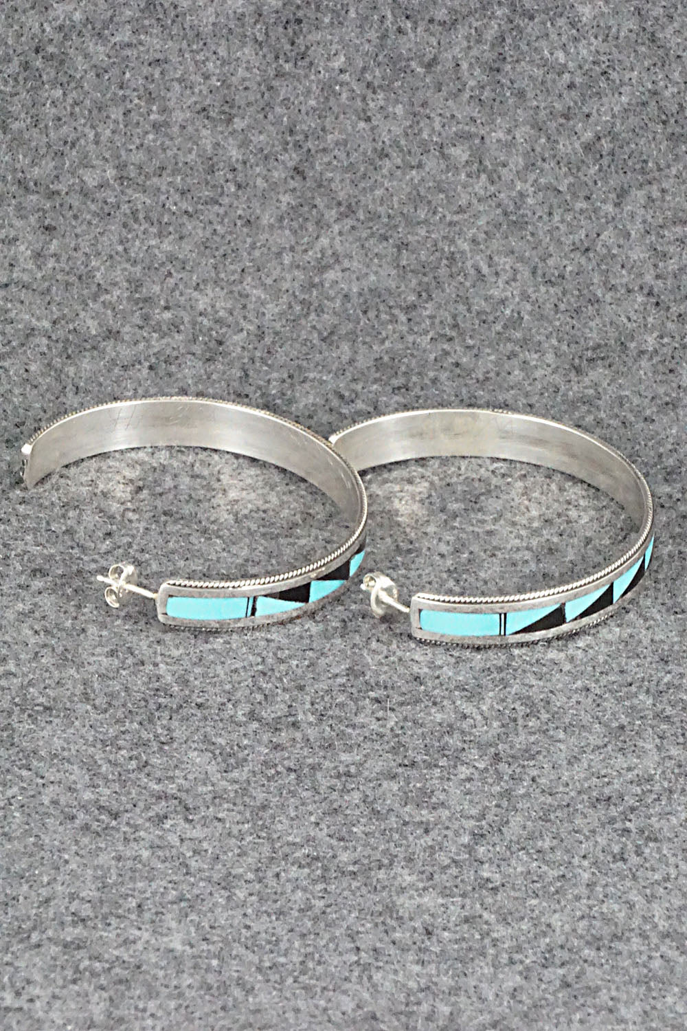 Multi Stone & Sterling Silver Inlay Earrings - Phil Weahkee