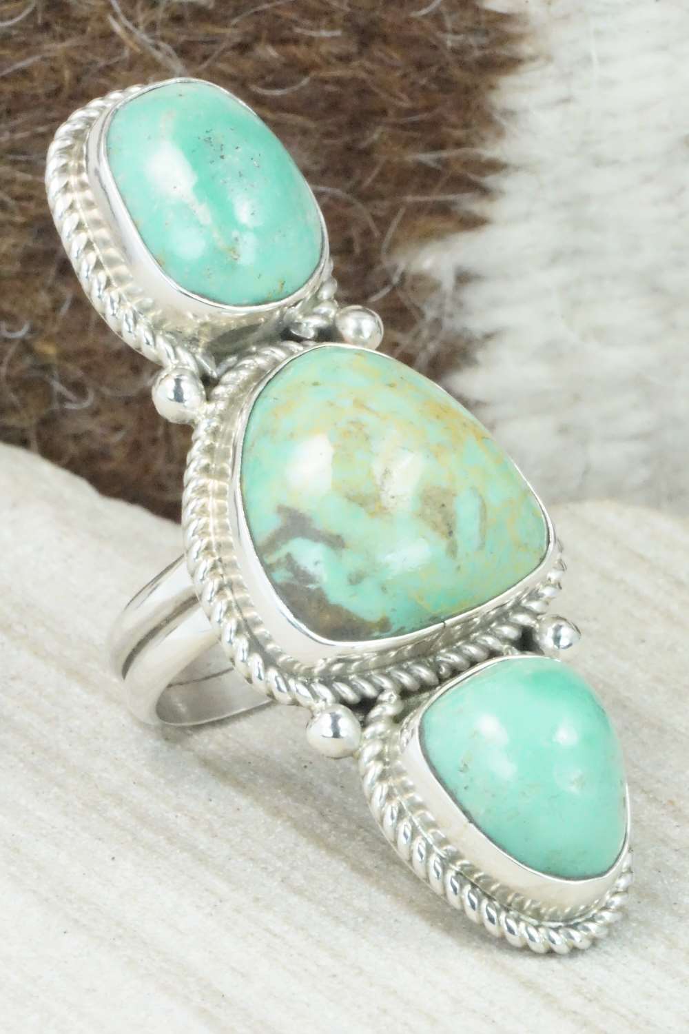 Turquoise & Sterling Silver Ring - Christopher Nez - Size 7.75