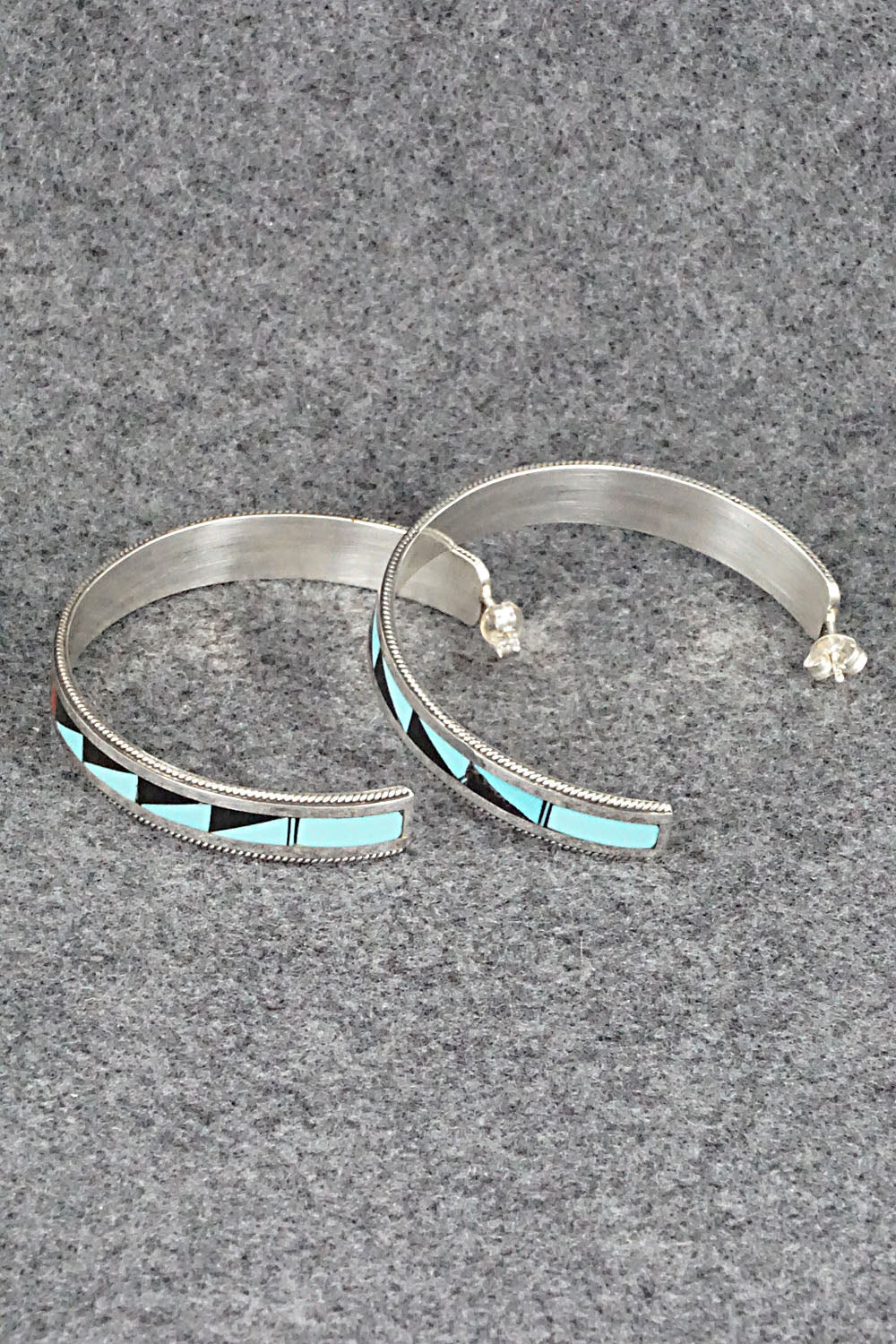 Multi Stone & Sterling Silver Inlay Earrings - Phil Weahkee