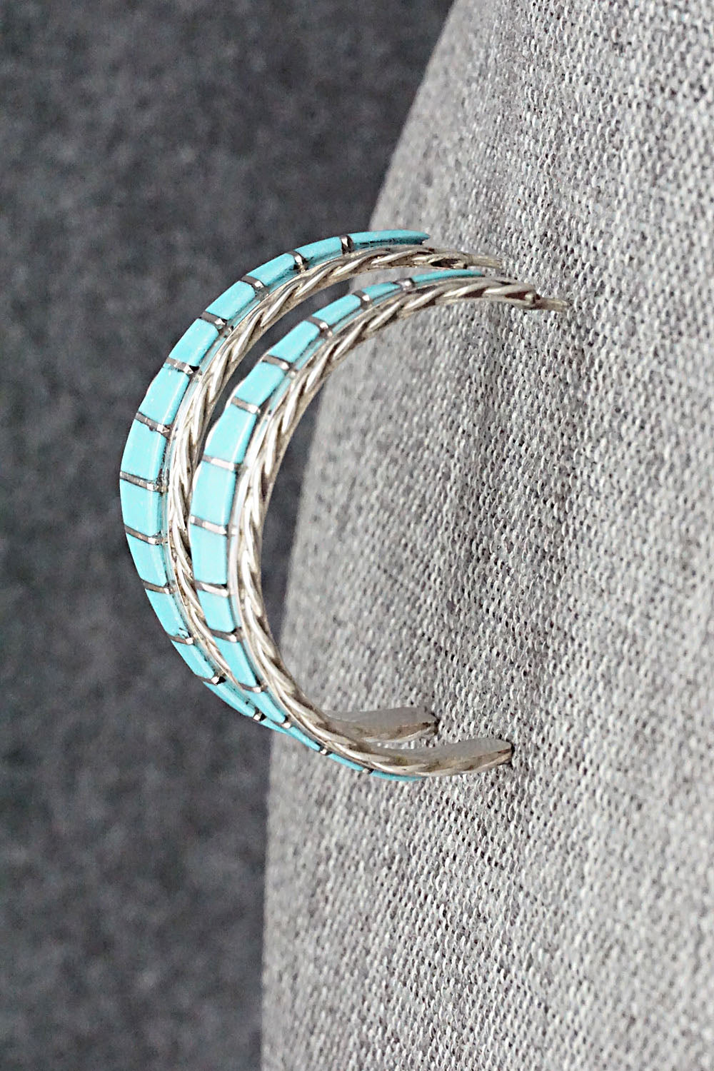 Turquoise & Sterling Silver Hoop Earrings - Malcolm Chavez