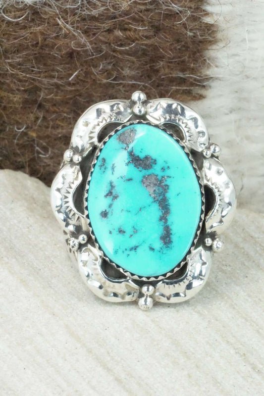 Turquoise & Sterling Silver Ring - Clem Nalwood - Size 6.75