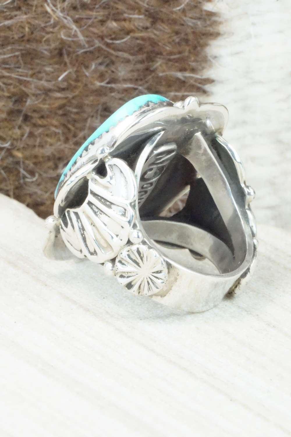 Turquoise & Sterling Silver Ring - Clem Nalwood - Size 6.75