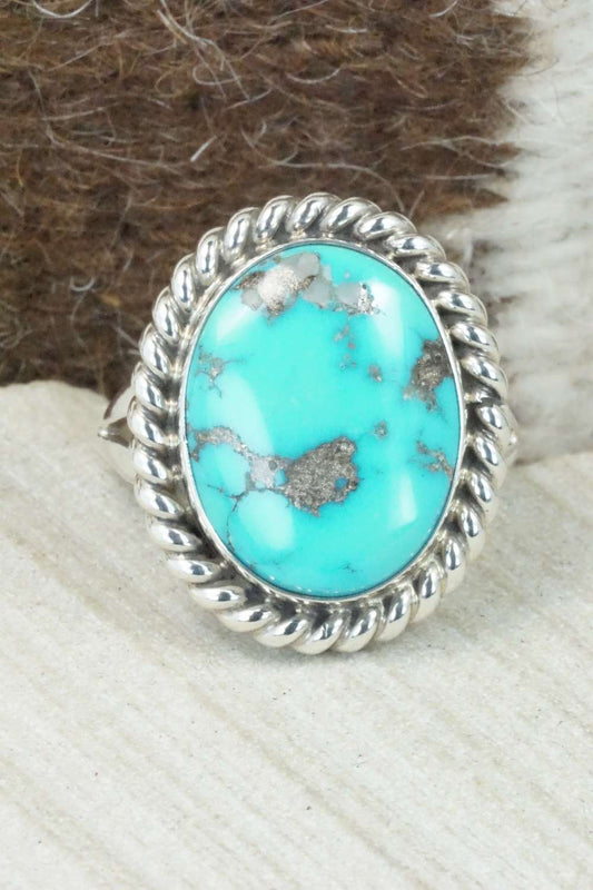 Turquoise & Sterling Silver Ring - Tom Lewis - Size 15