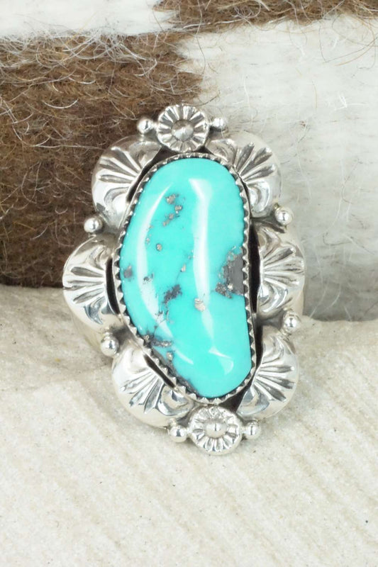 Turquoise & Sterling Silver Ring - Clem Nalwood - Size 7
