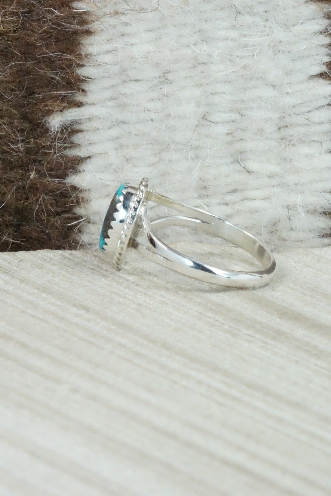 Turquoise & Sterling Silver Ring - Jamie Saunders - Size 8