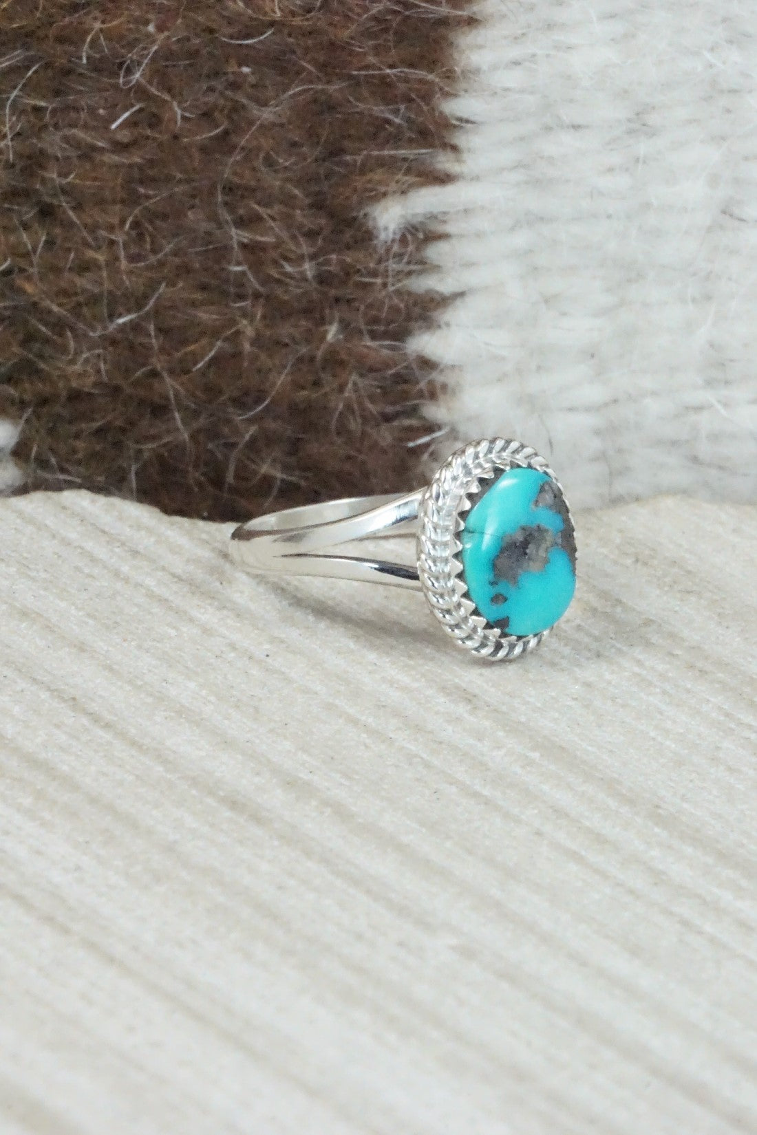 Turquoise & Sterling Silver Ring - Jamie Saunders - Size 8