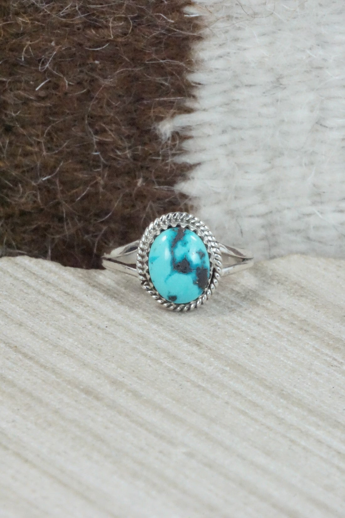 Turquoise & Sterling Silver Ring - Jamie Saunders - Size 8