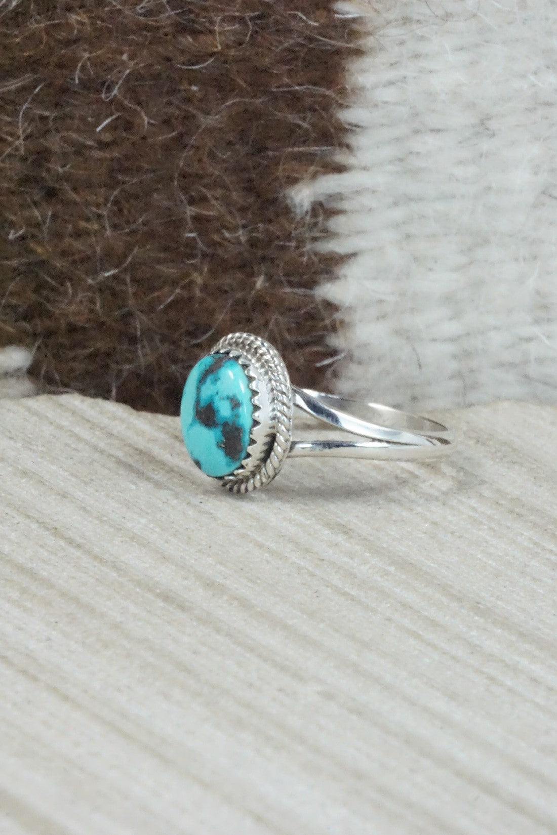 Turquoise & Sterling Silver Ring - Jamie Saunders - Size 8