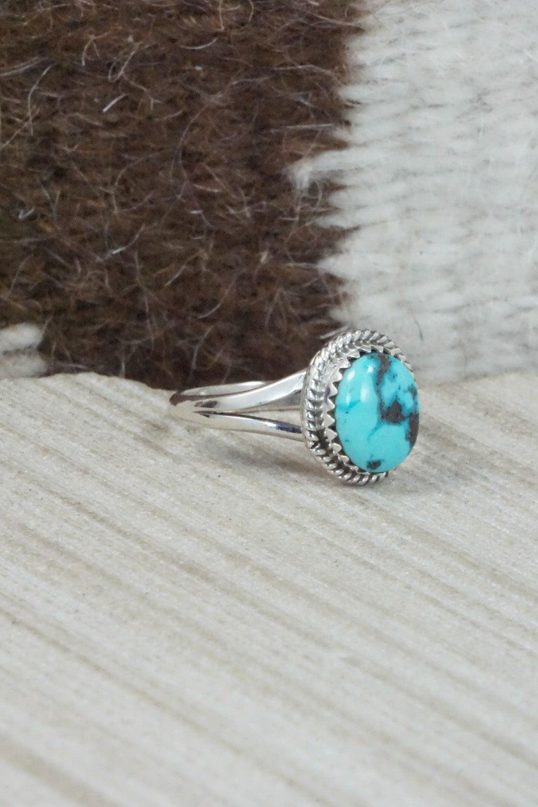 Turquoise & Sterling Silver Ring - Jamie Saunders - Size 8