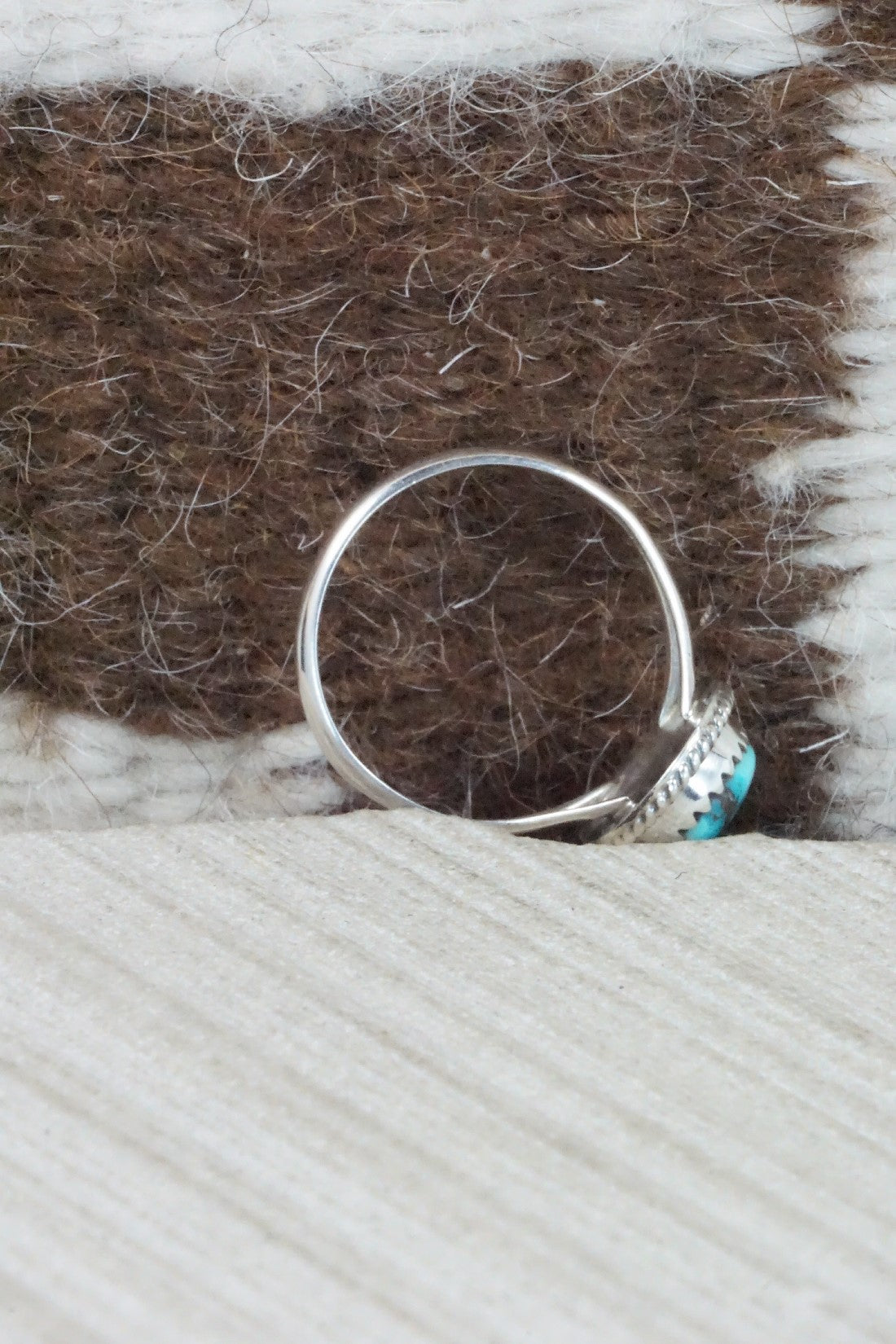 Turquoise & Sterling Silver Ring - Jamie Saunders - Size 8