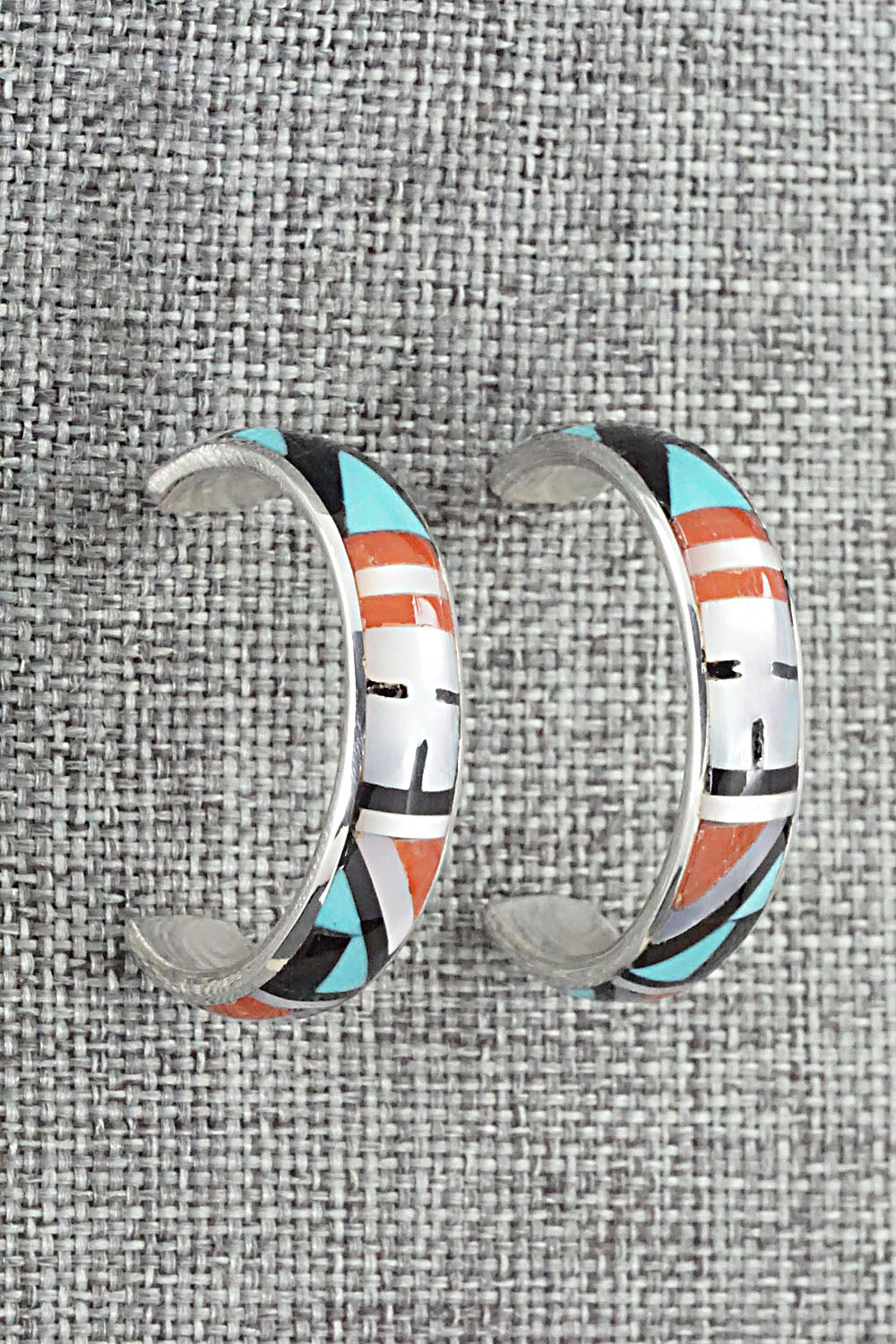 Multi Stone Inlay & Sterling Silver Earrings - Delberta Boone