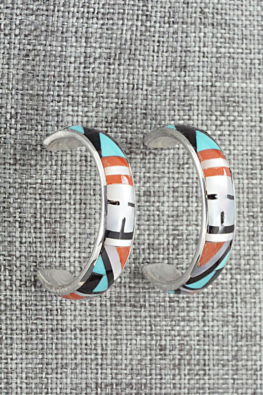 Multi Stone Inlay & Sterling Silver Earrings - Delberta Boone