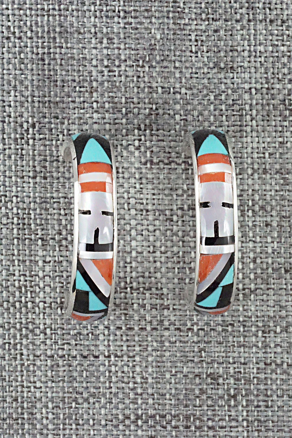 Multi Stone Inlay & Sterling Silver Earrings - Delberta Boone