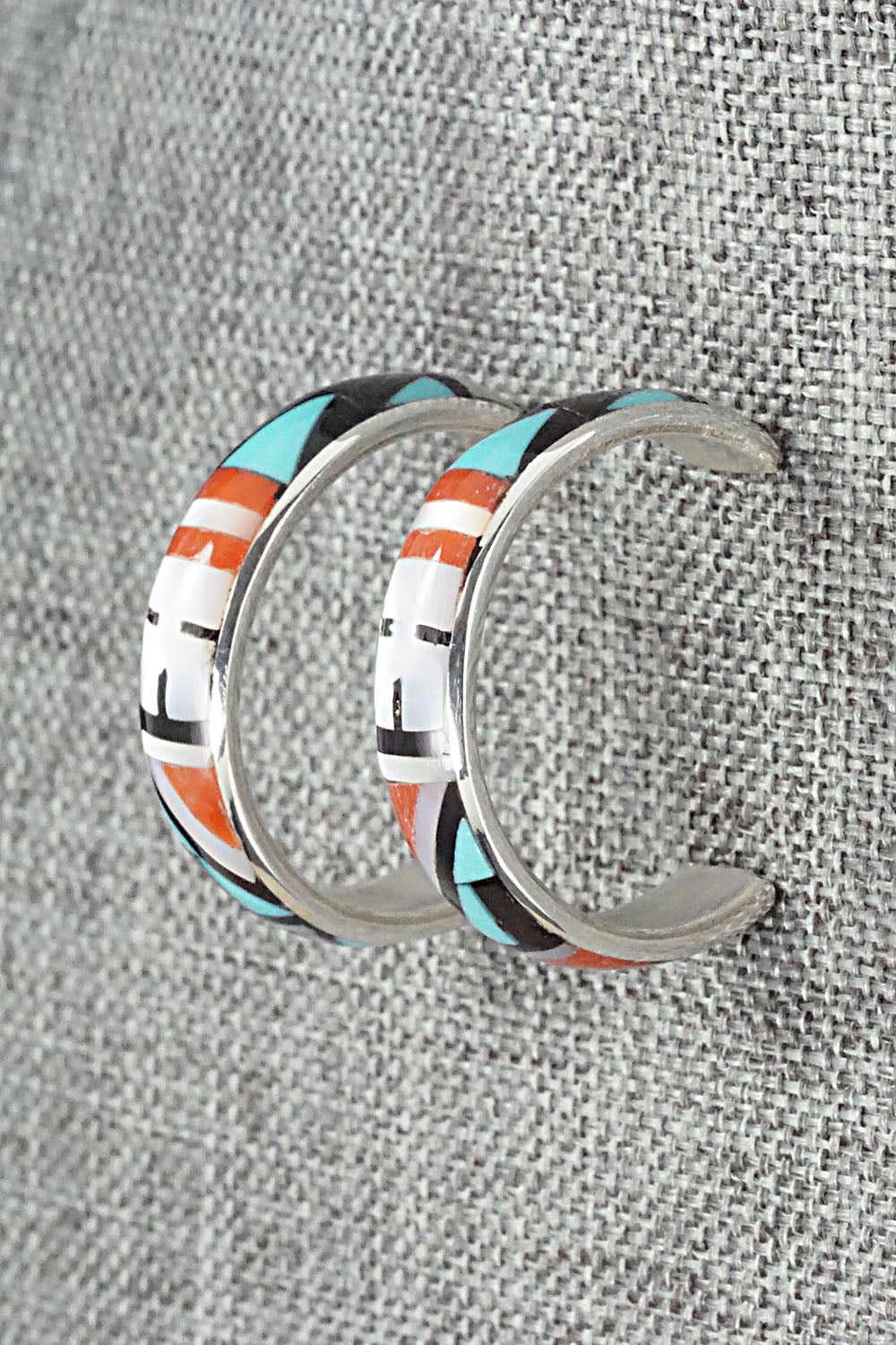 Multi Stone Inlay & Sterling Silver Earrings - Delberta Boone