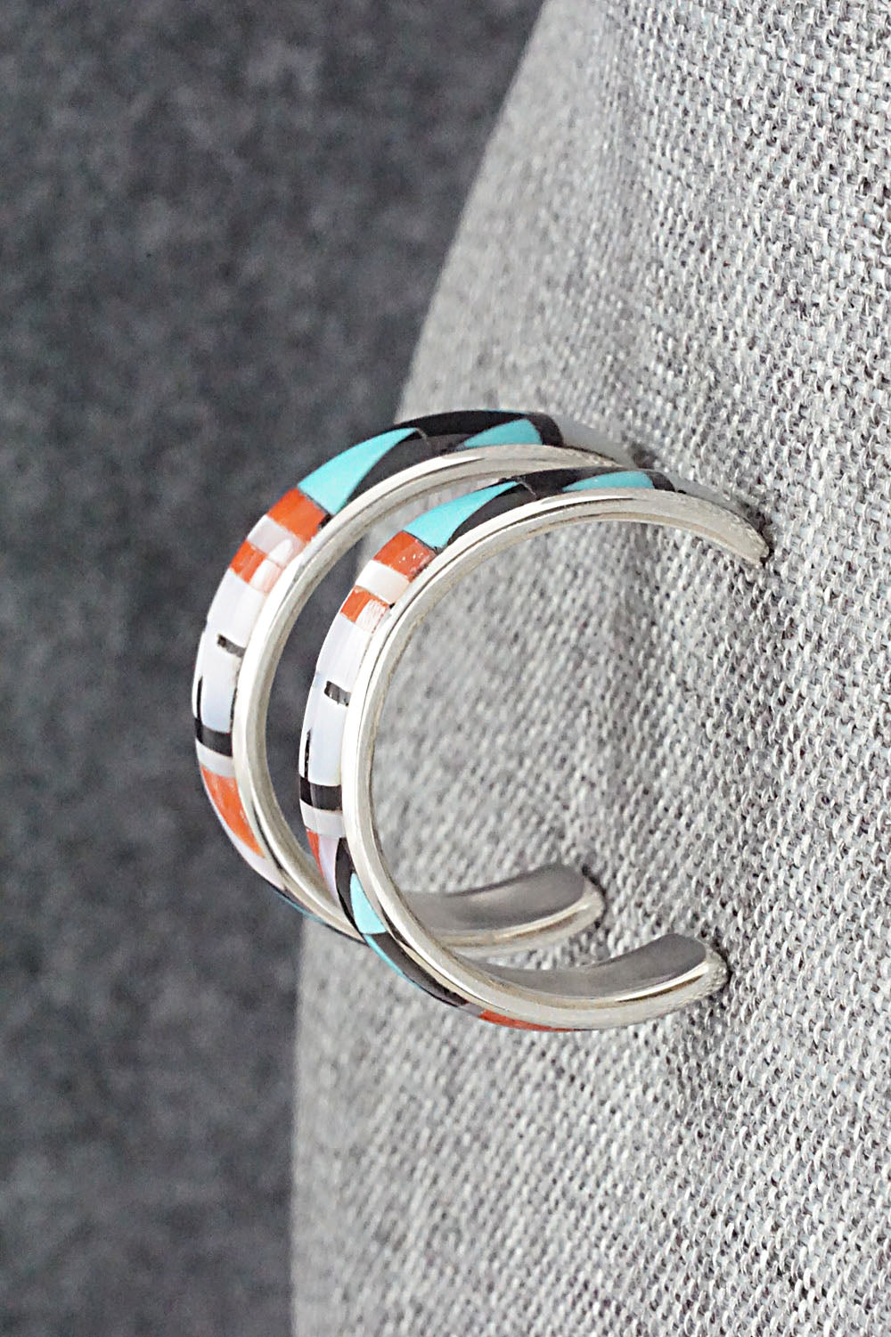 Multi Stone Inlay & Sterling Silver Earrings - Delberta Boone