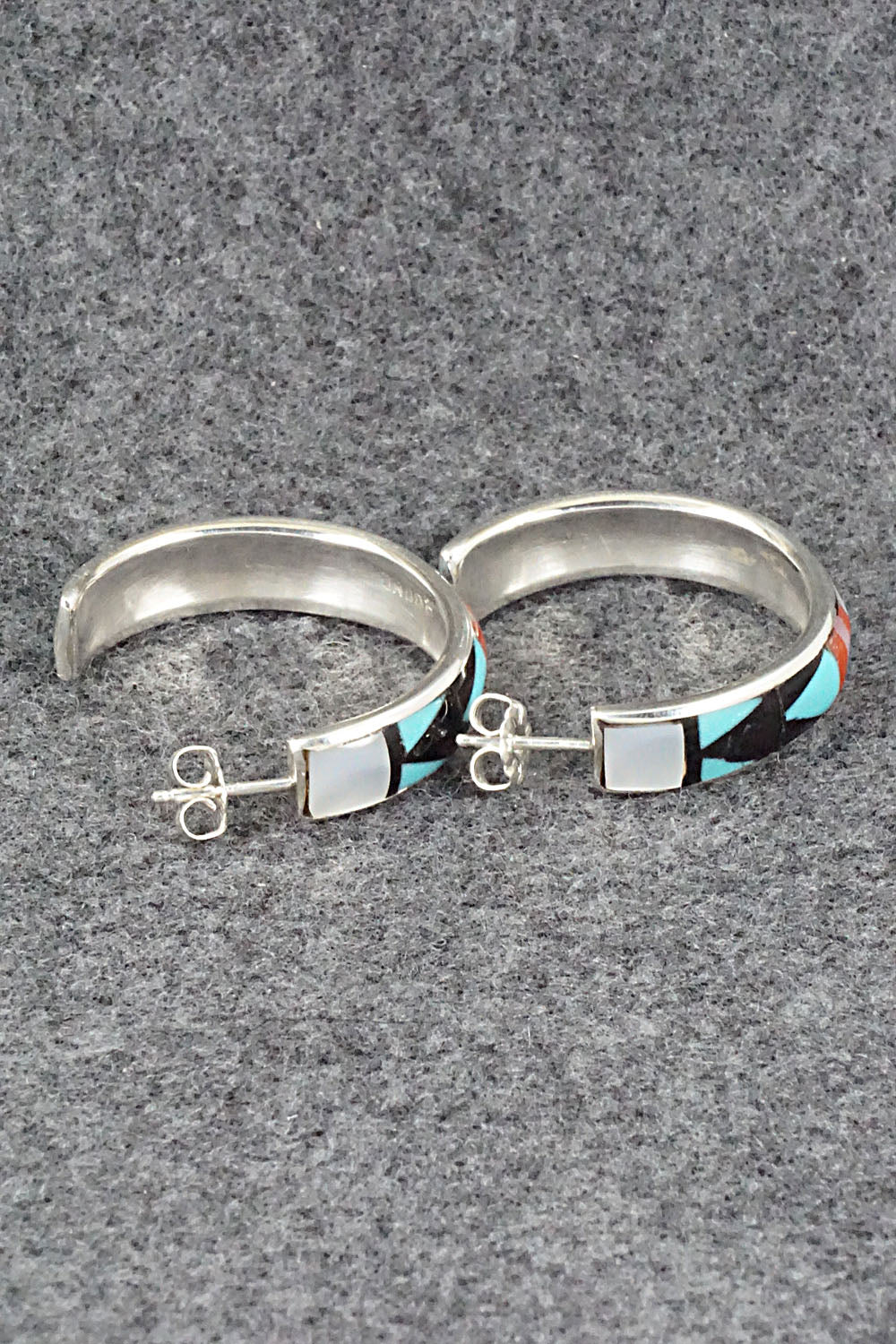 Multi Stone Inlay & Sterling Silver Earrings - Delberta Boone