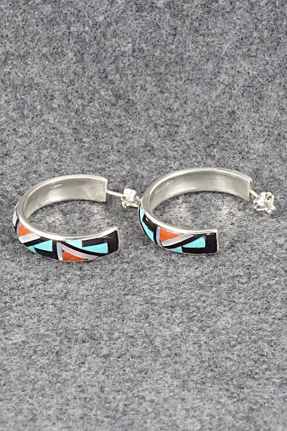 Multi Stone Inlay & Sterling Silver Earrings - Delberta Boone