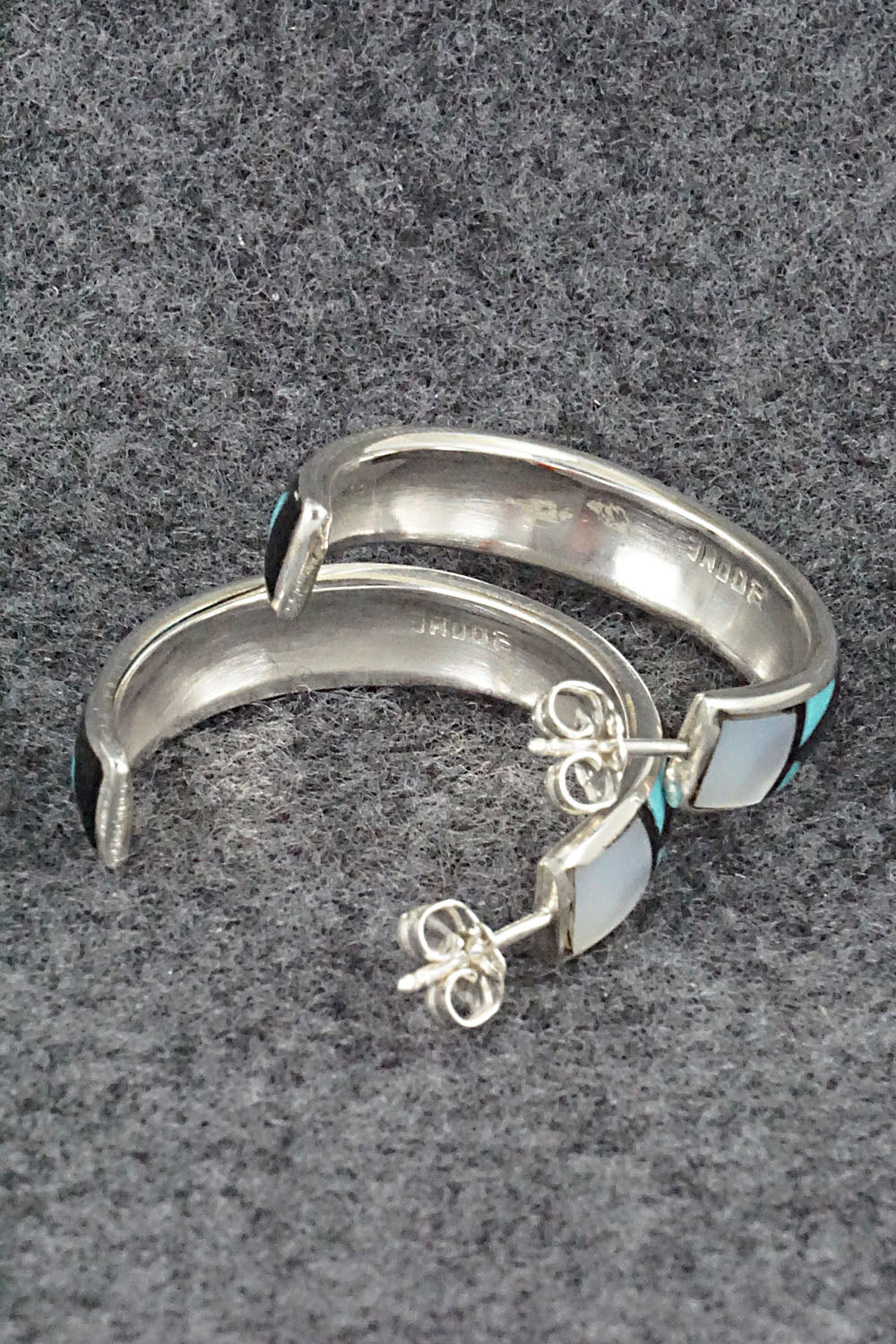 Multi Stone Inlay & Sterling Silver Earrings - Delberta Boone