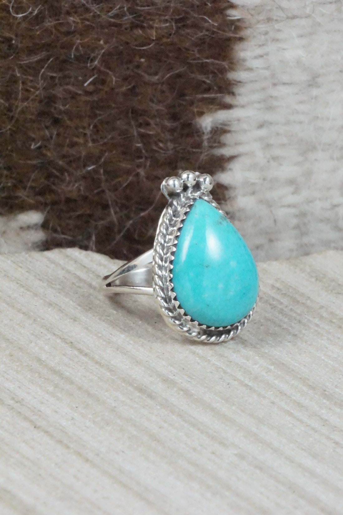 Turquoise & Sterling Silver Ring - Jamie Saunders - Size 6.5