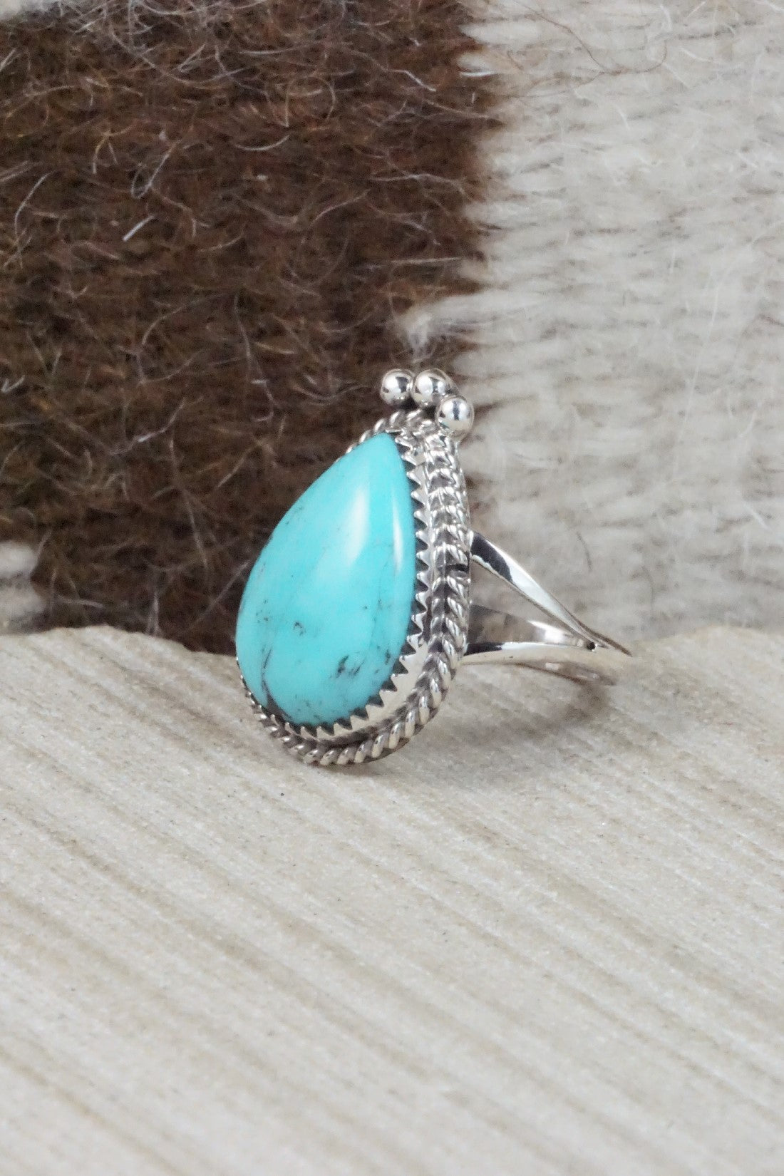 Turquoise & Sterling Silver Ring - Jamie Saunders - Size 6.75