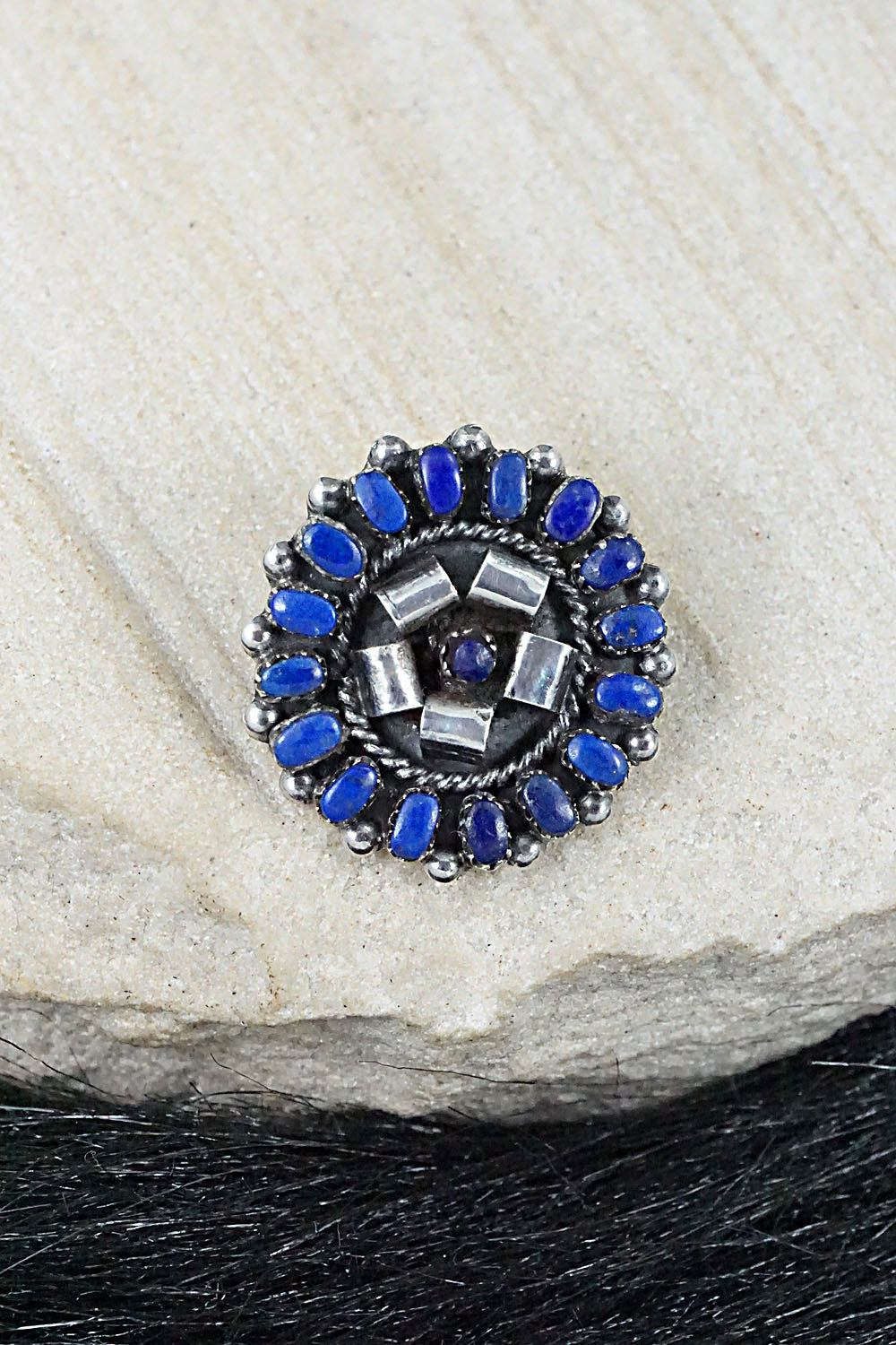 Lapis & Sterling Silver Pendant/Pin - Lorencita Walela