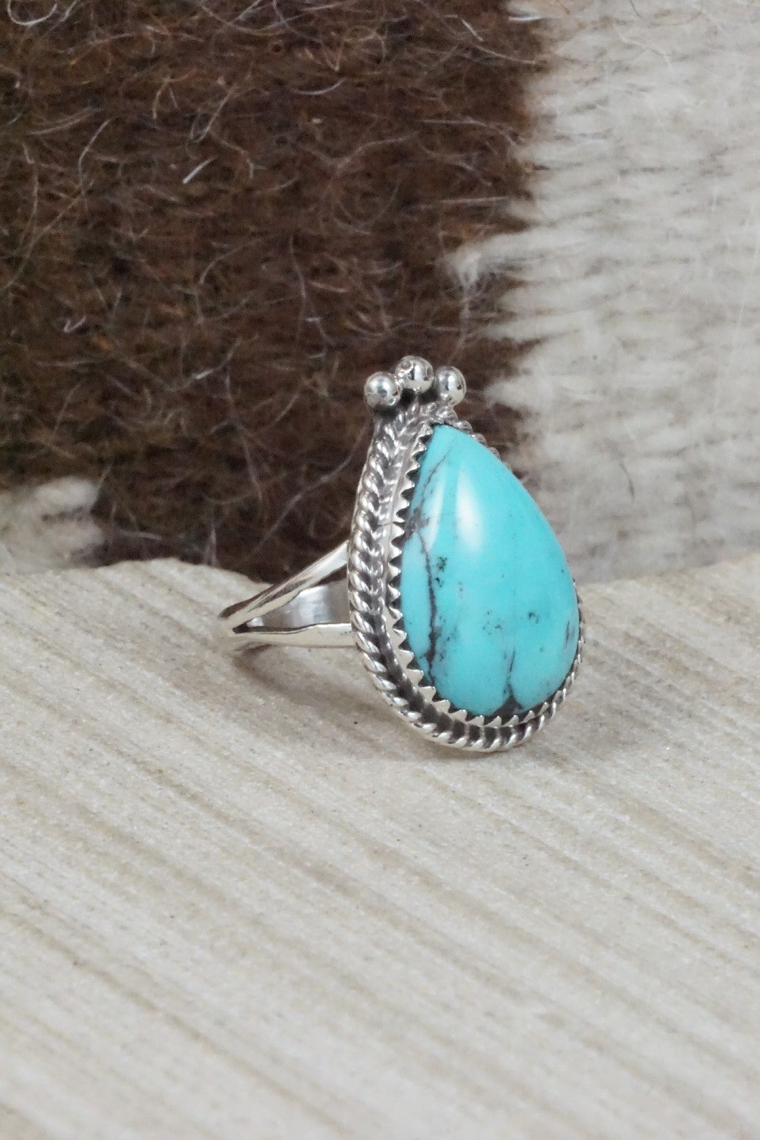 Turquoise & Sterling Silver Ring - Jamie Saunders - Size 6.75