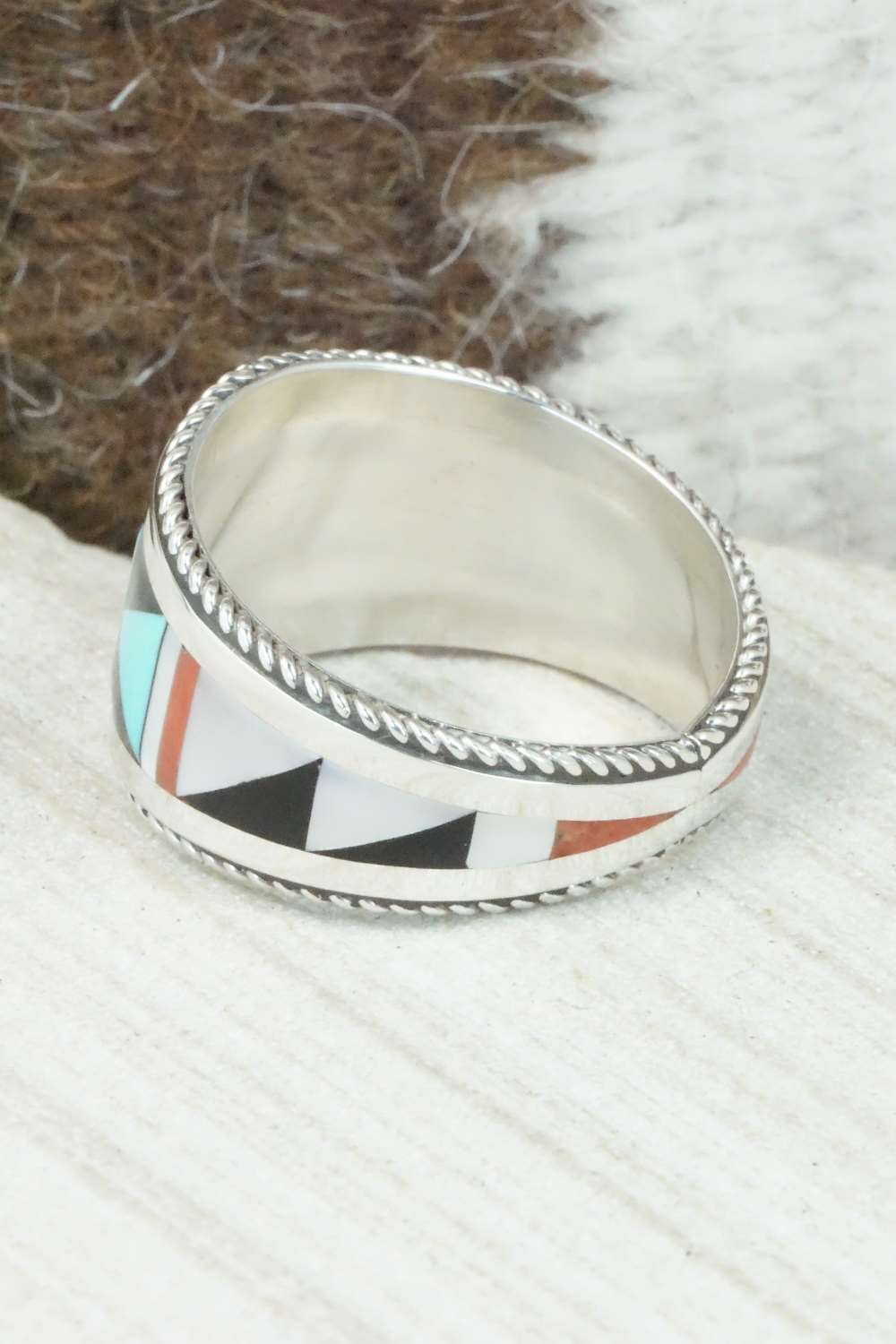 Multi Stone & Sterling Silver Ring - Bernard Cachini - Size 13.75