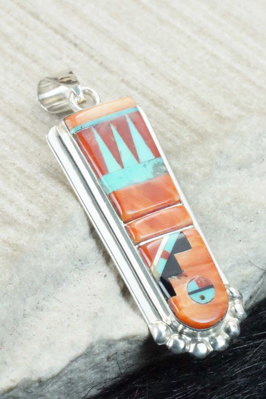 Multi Stone & Sterling Silver Pendant - Patty Edaakie
