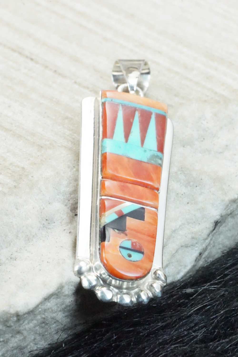 Multi Stone & Sterling Silver Pendant - Patty Edaakie