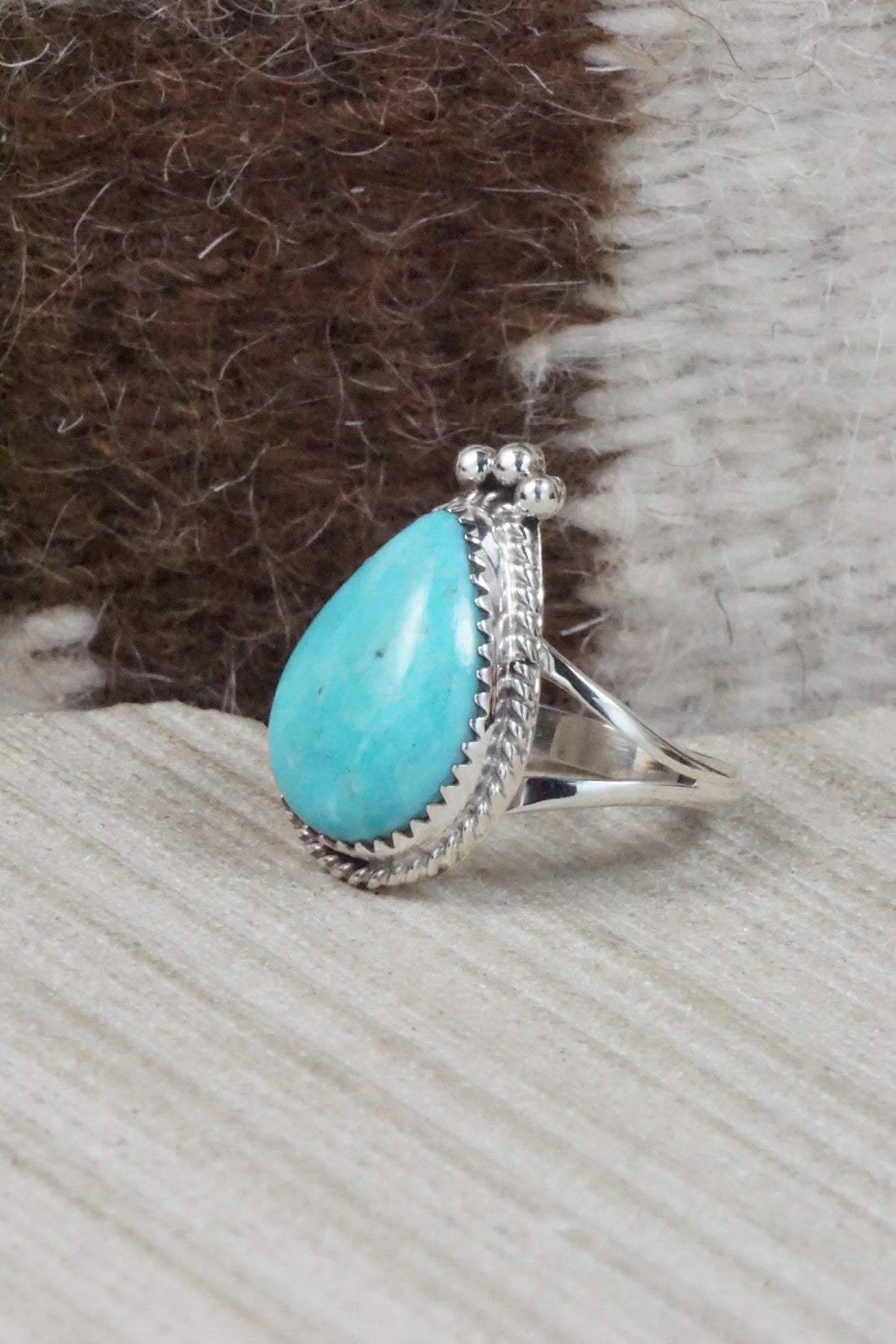 Turquoise & Sterling Silver Ring - Jamie Saunders - Size 7.75