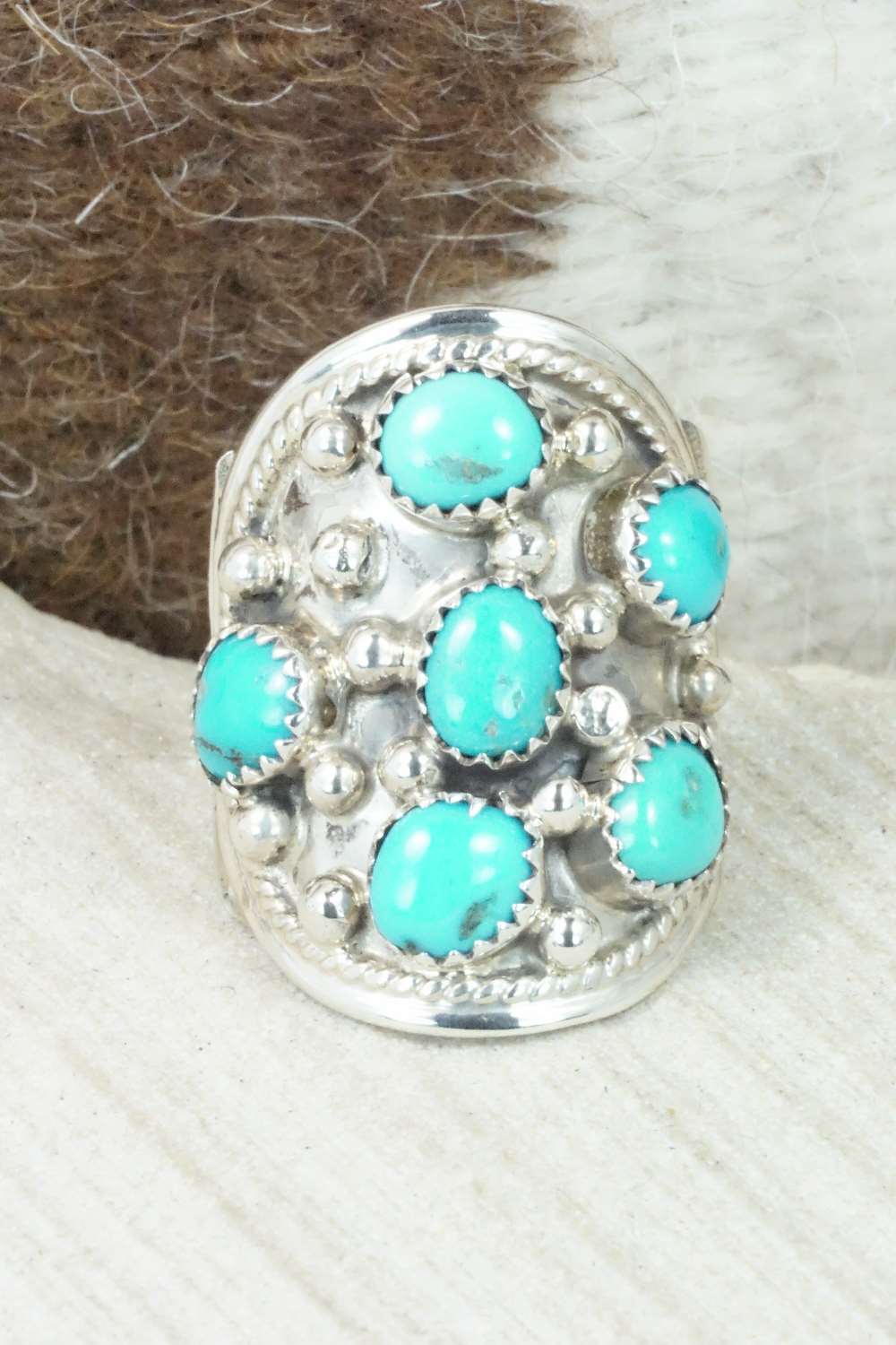 Turquoise & Sterling Silver Ring - Size 8.75