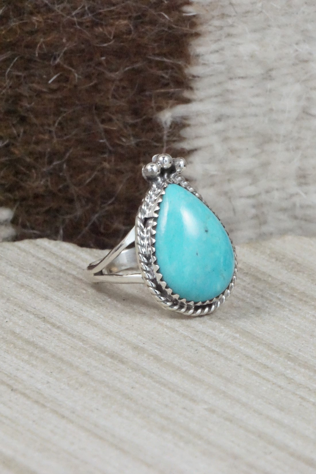 Turquoise & Sterling Silver Ring - Jamie Saunders - Size 7.75
